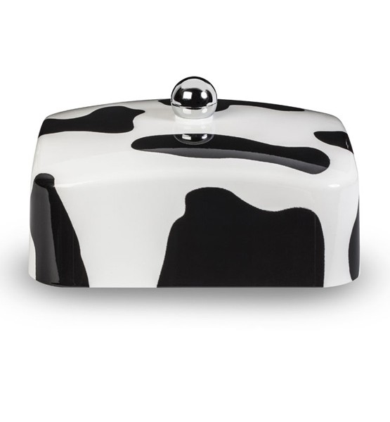 Cow print butter dish
