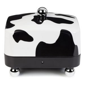 Cow print butter dish